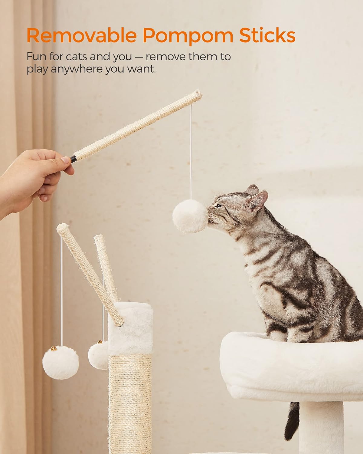 Feandrea Cat Tree with Litter Box Enclosure, 59-Inch, 2-in-1 Condo