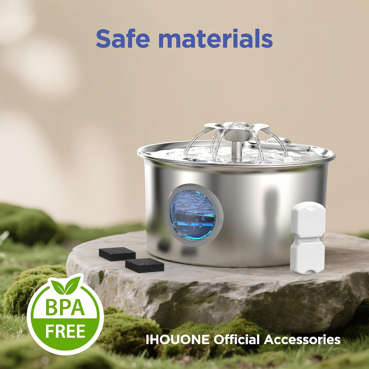 IHOUONE Official Cat Fountain Filter: 20 Carbon Filters & 20 Foam Filters