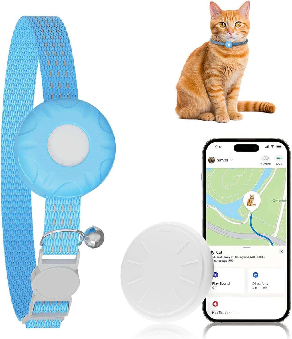 GPS Tracker for Cats (iOS Only), MINI GPS Cat Tracker, Pet Tracker, No Monthly Fee, Compatible with Apple Find My, Anti-Lost, Finder Tag for Vehicles, Pets, Kids, Items (Blue)