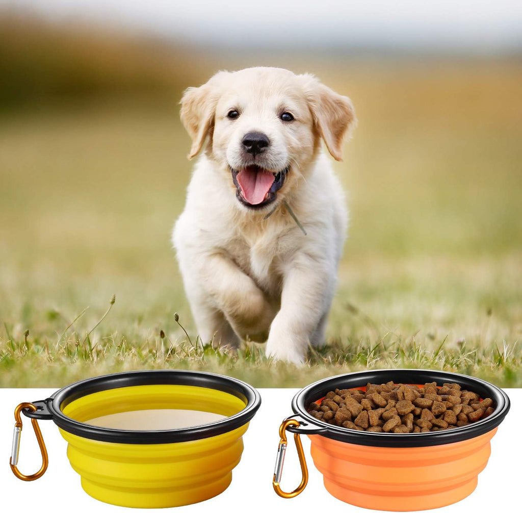 ME.FAN Collapsible Dog Bowl for Travel (12oz), 6 Pack Portable Pet Bowl with Carabiners, Foldable, Expandable 