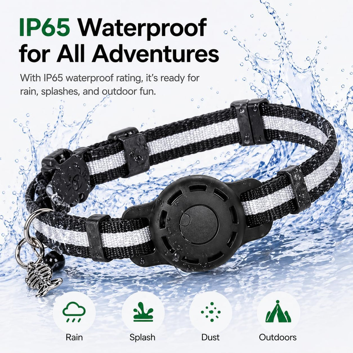 Cat GPS Tracker for Android – Google Find Hub Pet Tracker for Cats, No Subscription, IP67 Waterproof GPS para Gatos, Replaceable 1-Year Battery (Location Reported by Nearby Android Devices) (Black)