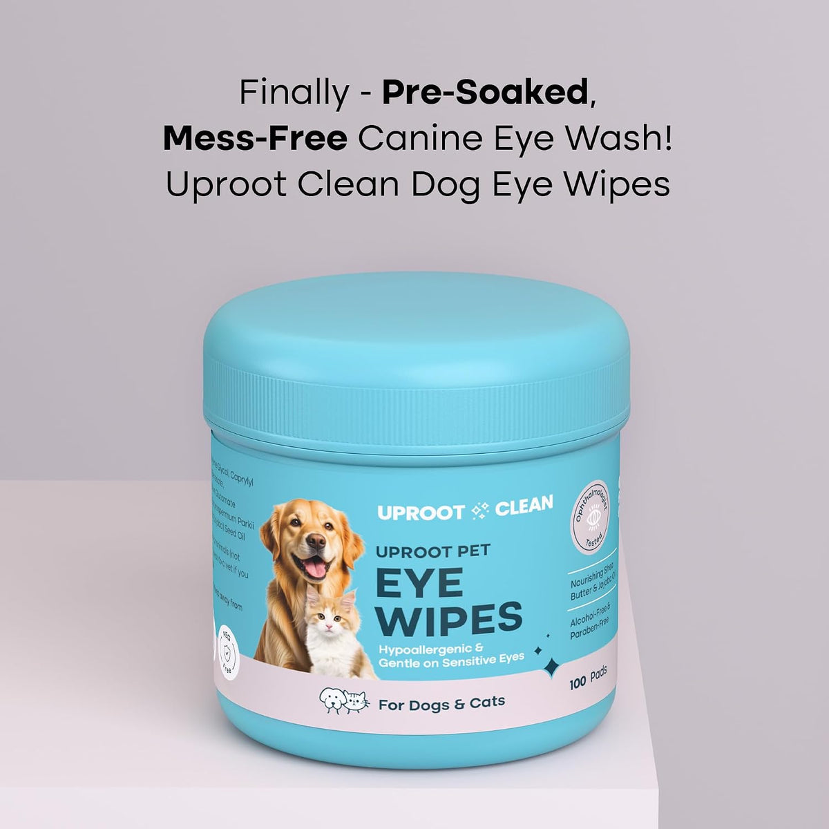 Uproot Clean Cat & Dog Eye Wipes: Hypoallergenic Eye Wipes for Dogs, 100ct.
