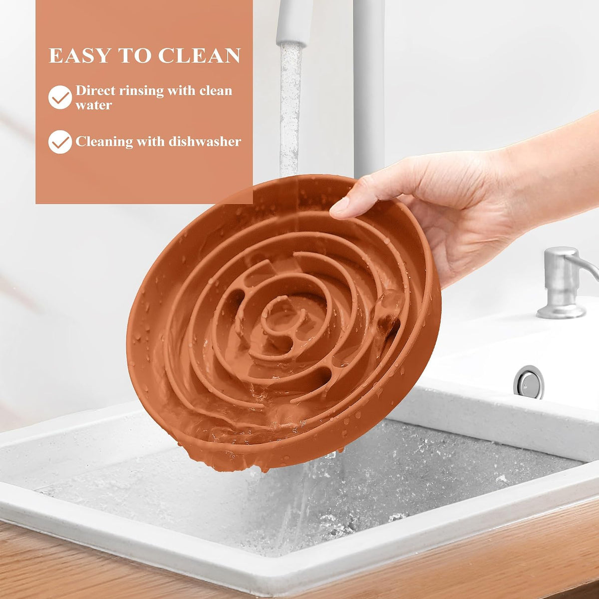 Coomazy Slow Feeder Dog Bowls, Silicone Dog Bowl with Suction Cups