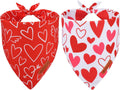 ADOGGYGO Valentine Dog Bandanas, Red Pink Heart Pet Scarf, Multi Size Offered, White Red Valentine Bandana for Small Dogs (Small)