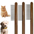 3 Pack Solid Wood Cat Combs, Dog Combs Cat Comb for Removing Tangles and Knots Flea Lice Comb with Rounded Stainless Steel Teeth Pet Comb Grooming Tool for Cats,Dogs and rabbits