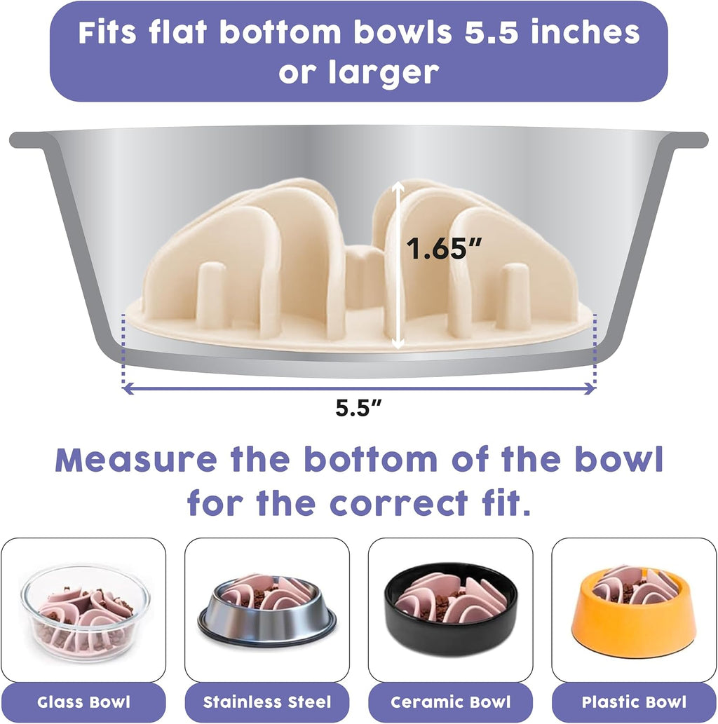 Great Vibes - Silicone Slow Feeder Insert for 6 Inch+ Dog Bowl (Almond)