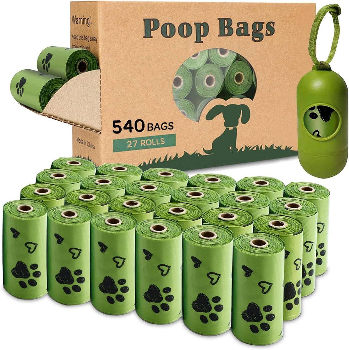 Dog Poop Bag Biodegradable 540 Count Dog Waste Bags with Dispenser Scented | Strong Large 9x13 inch Waste Refill Bags for Daily Dog Walks, Cat Litter Cleanup Outdoor Travel and Multi-Pet Households