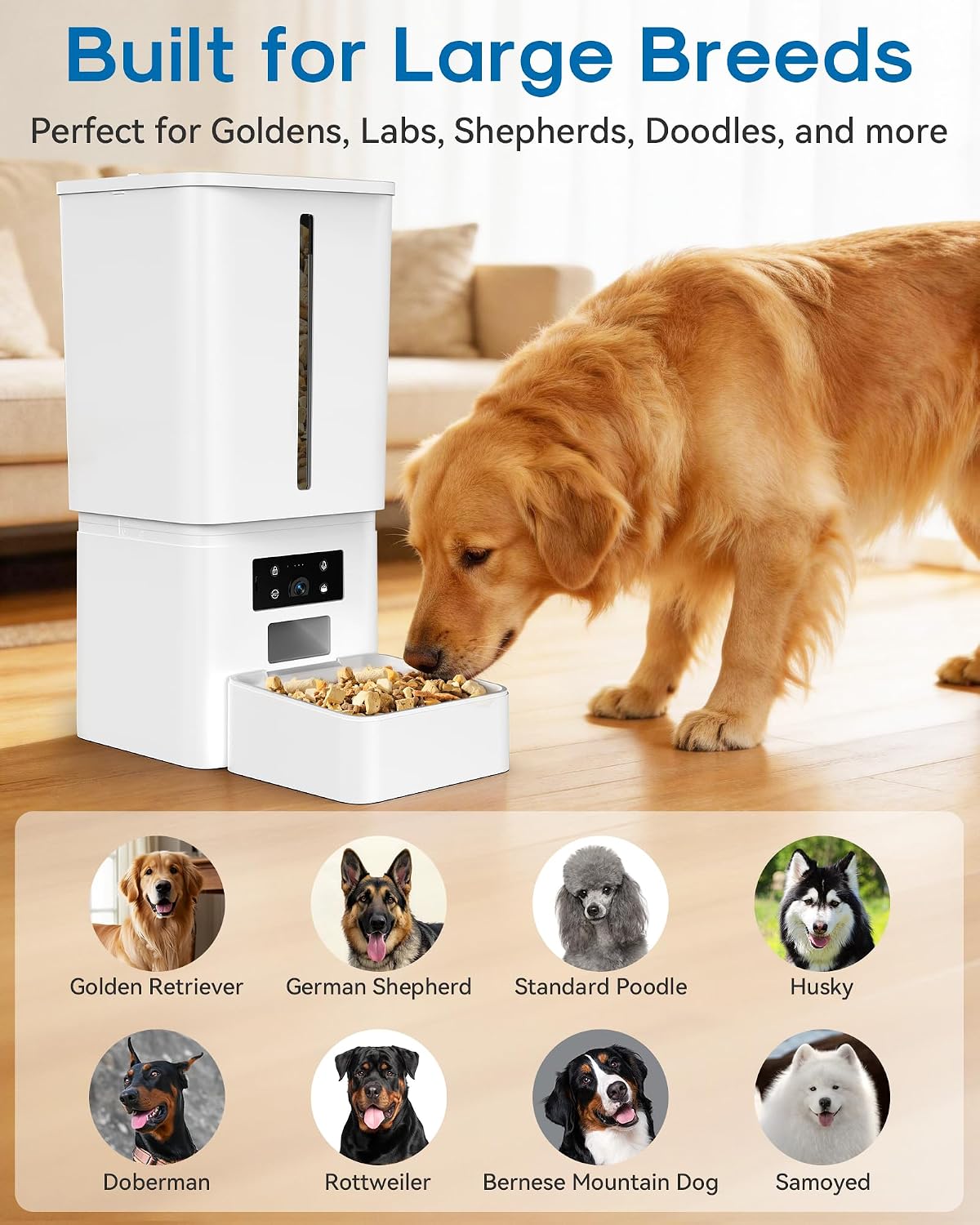 Gwozn Automatic Dog Feeder Large Breed: 15L/63-Cup Capacity for 23mm Kibble