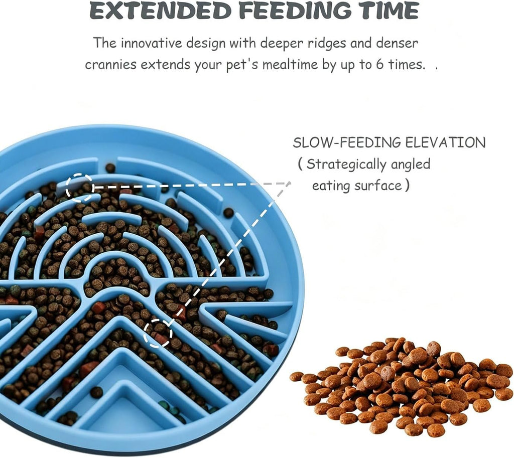 Slow Feeder Dog Bowl for Large & Small Pets, Anti Choking Puzzle Dog Food Bowl with Non-Slip Base, Interactive Pet Slow Eating, Silicone Cat Feeder for Puppies Dogs Cats