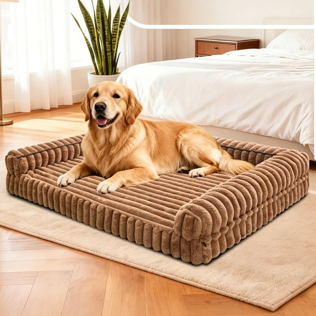Waterproof Orthopedic Dog Bed for Large Dogs Brown
