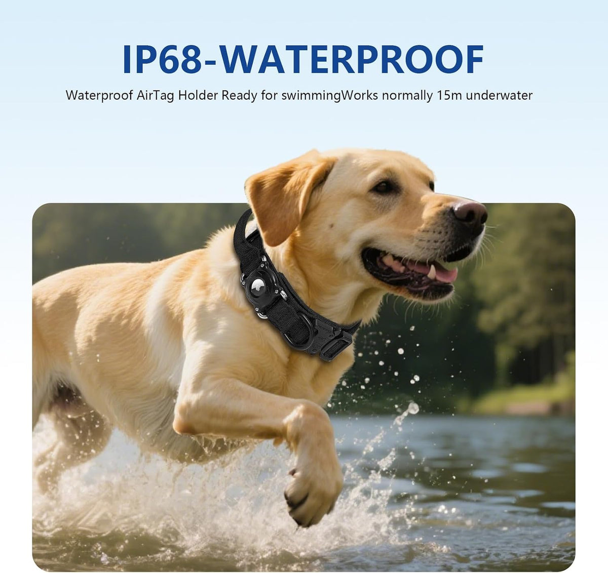 AirTag Dog Collar Holder Waterproof – Black