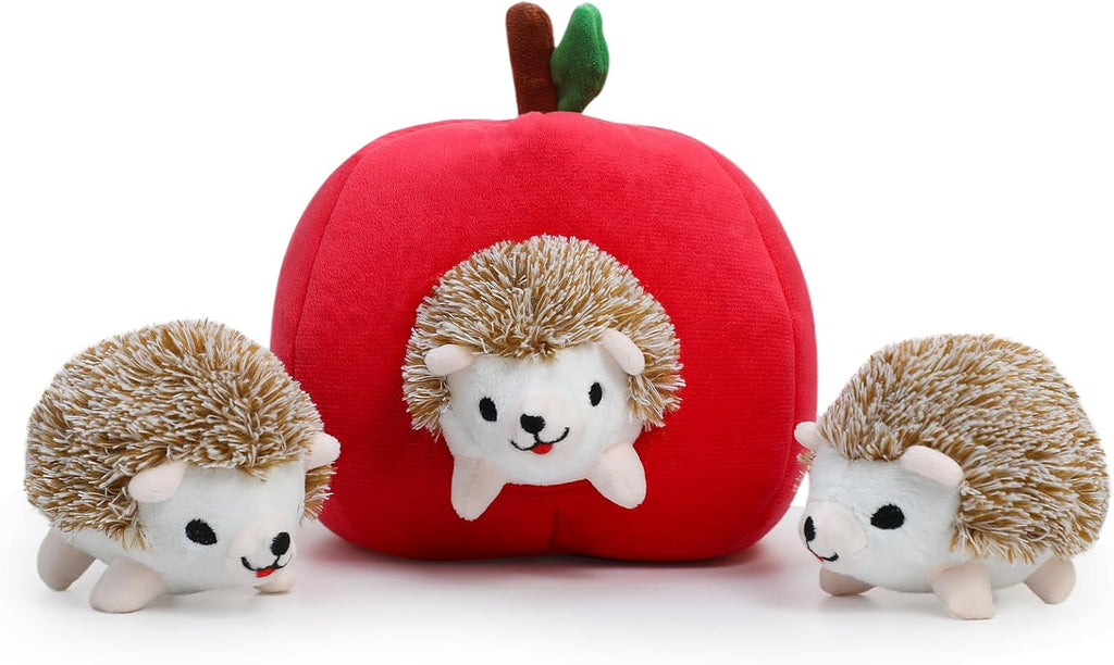 Hollypet Squeaky Hide and Seek Dog Toys for Small and Medium Dogs, Hedgehog | Interactive Plush Stuffed Dog Squeak Toys for Small Medium Sized Dogs and Non-Aggressive Chewers, Puppy Teeth Clean Chew Toys