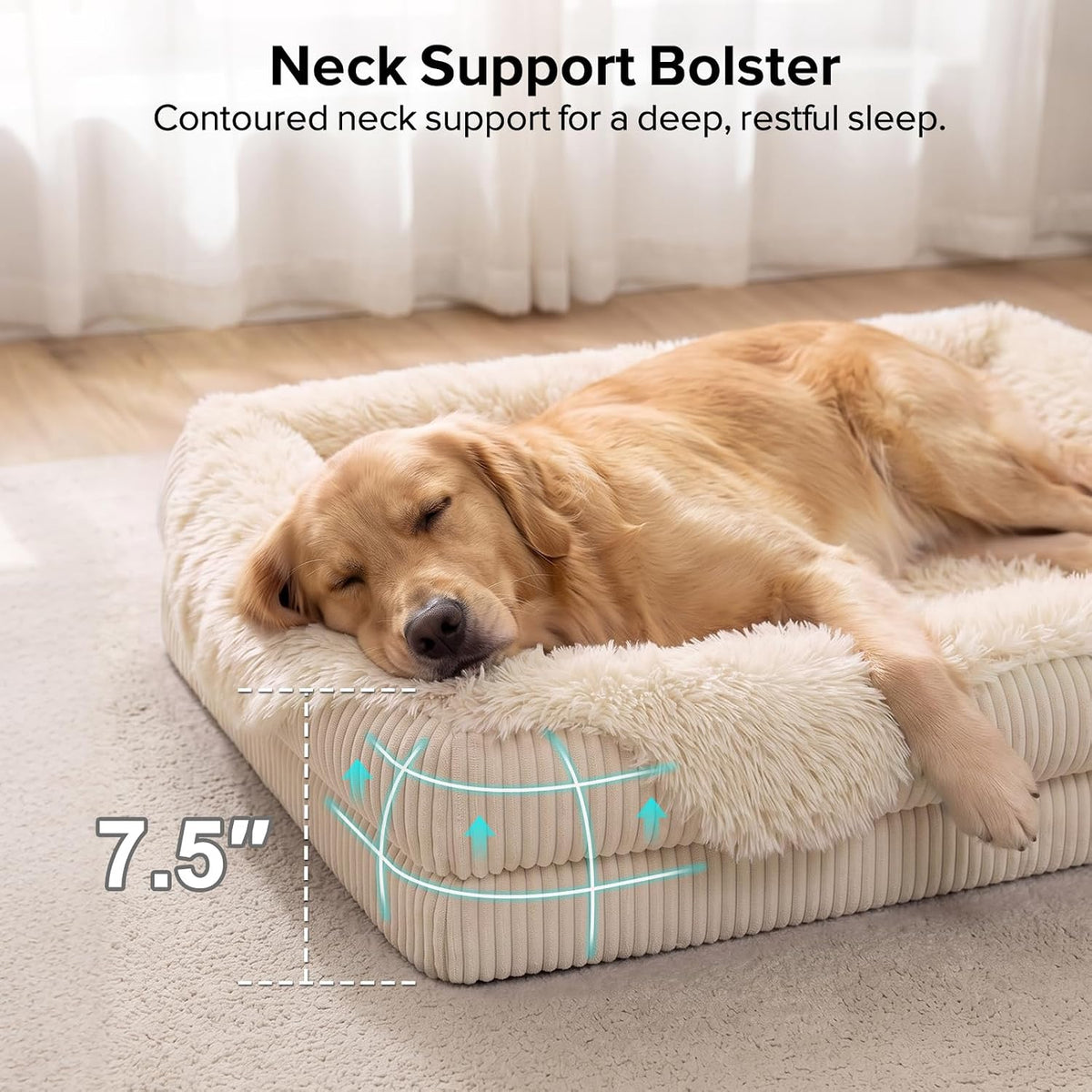 GASUR Orthopedic Dog Bed for Large Sized Dog, Plush Washable Dog Couch Beds