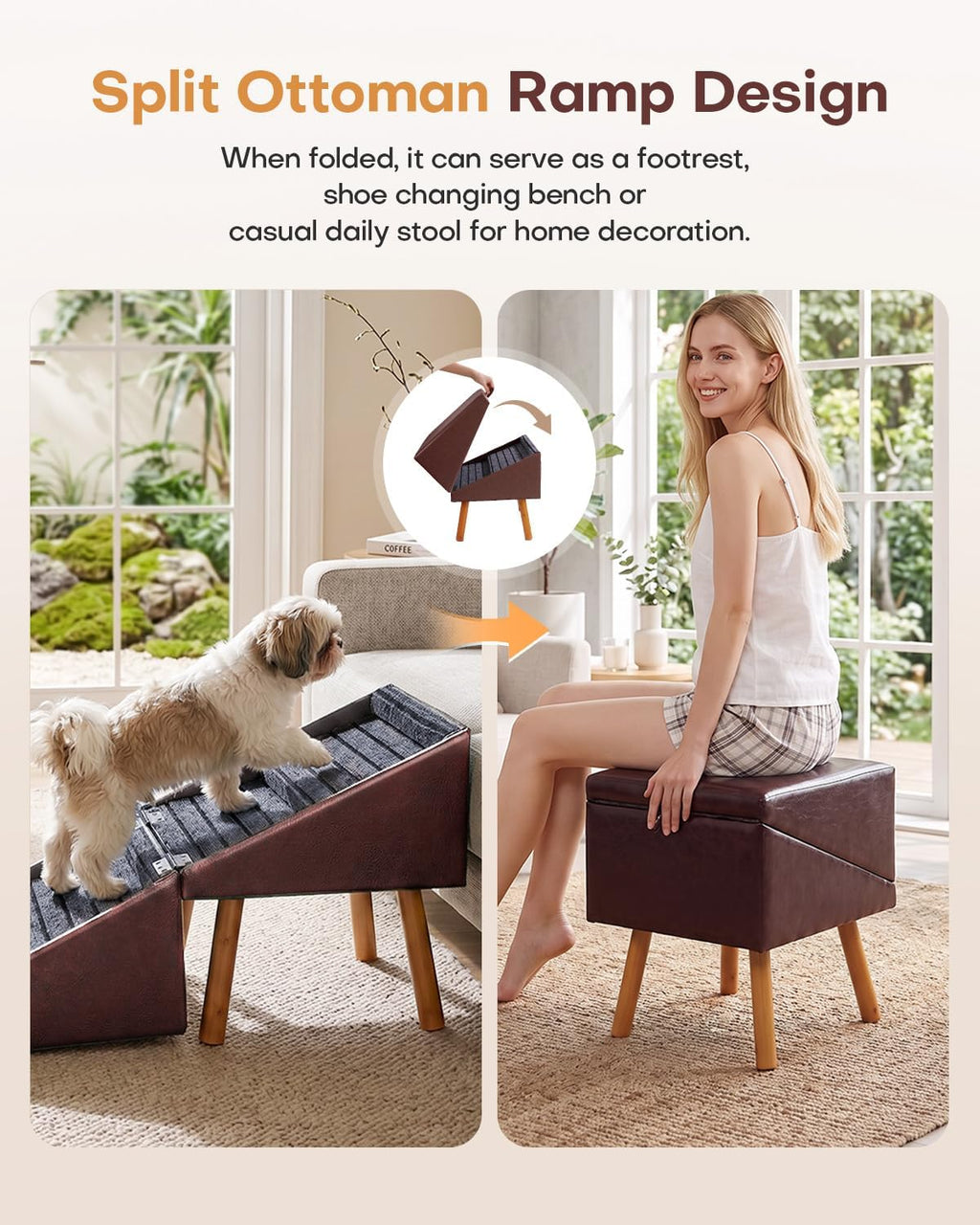 Dog Stairs for Small Dogs Foldable Dog Ramp for Couch