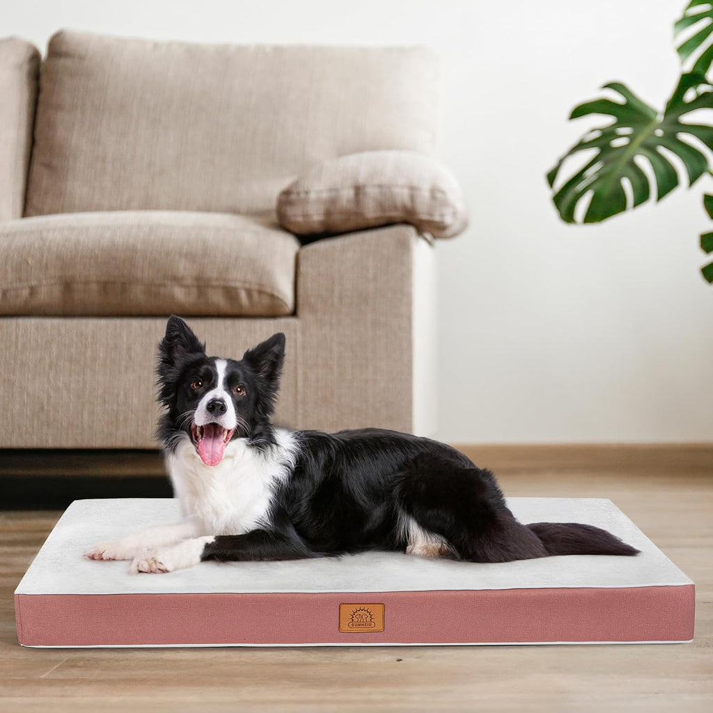 Sunheir Washable Orthopedic Medium Dog Bed, Large Waterproof Dog Crate Bed