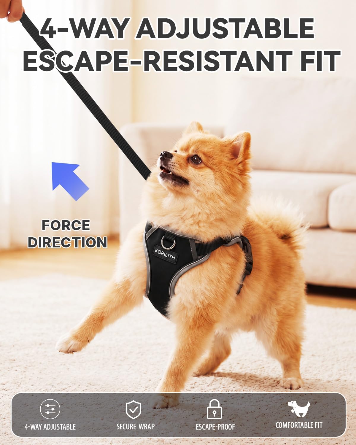 Escape Proof Dog Harness and Leash Set with Pocket
