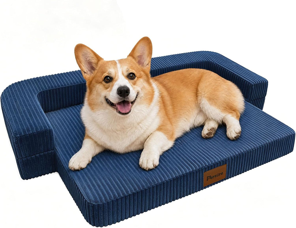 Persure 2-in-1 Dog Sofa Bed, Orthopedic Memory Foam for Medium Large Dog