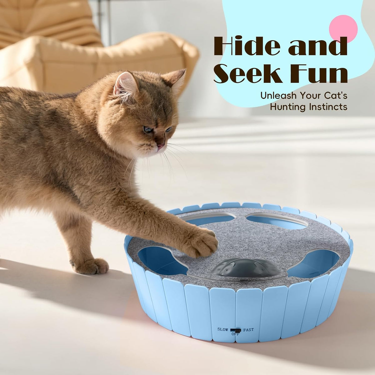 Pawaboo Interactive Cat Toy with Running Mouse, Automatic Track Kitten Toy