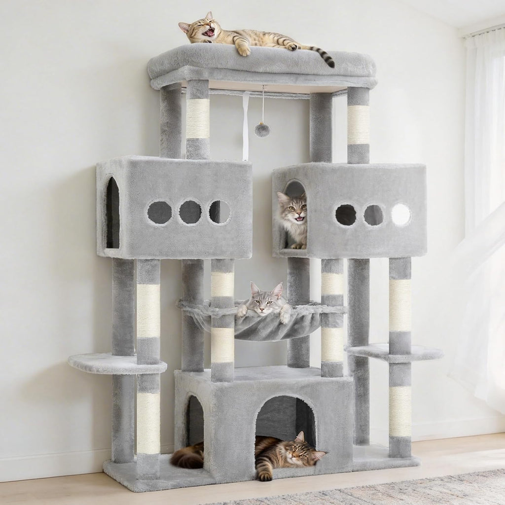 Hey-brother Cat Tree Tower with Sturdy Wide Base, Large Platforms, MPJ083W