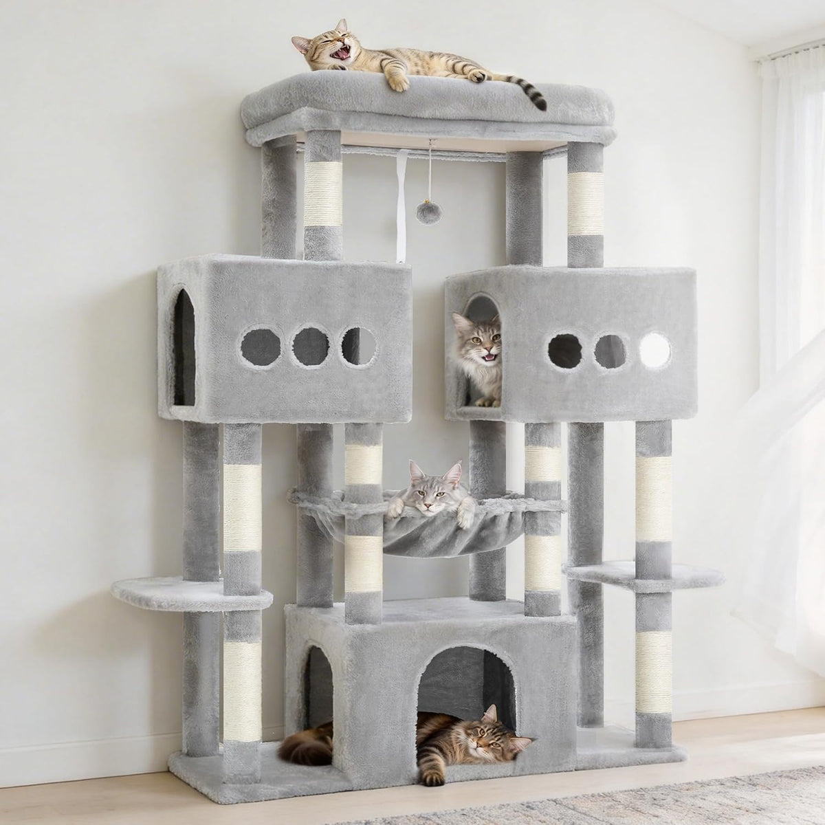Hey-brother Cat Tree Tower with Sturdy Wide Base, Large Platforms, MPJ083W