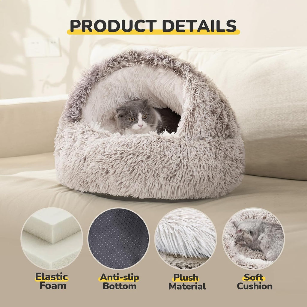 CATISM Cat Bed Hooded Cat Beds for Indoor Cats Covered Cat Beds