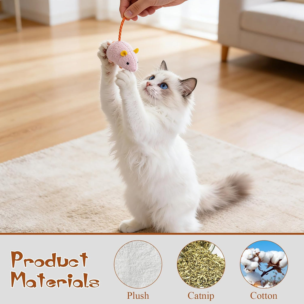 NAHSHON 15PCS Cat Mouse Toys Prefilled Catnip