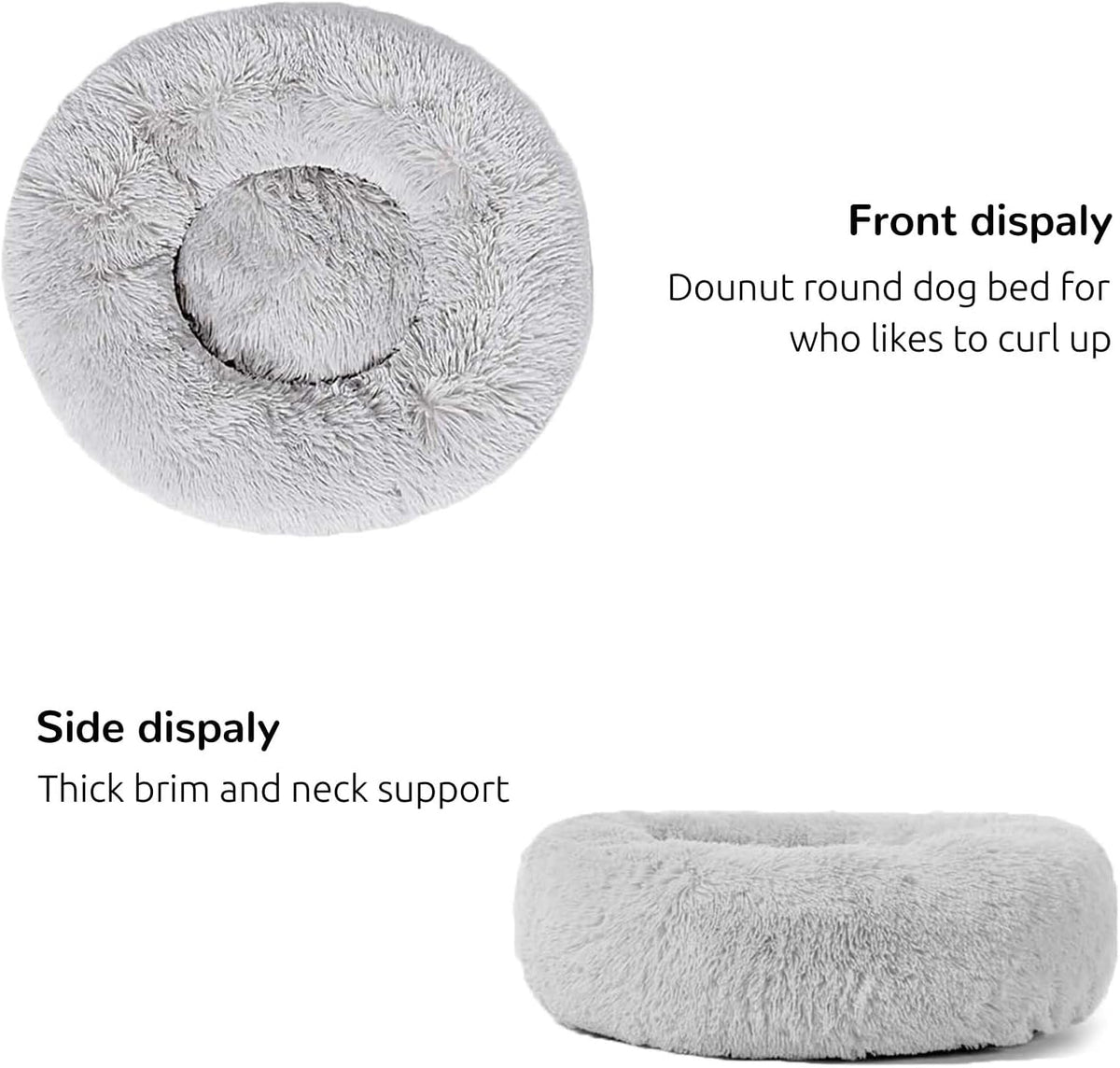 HACHIKITTY Calming Donut Cuddler Dog Bed, Indoor Puppy Beds for Large Dogs, XLarge 36''