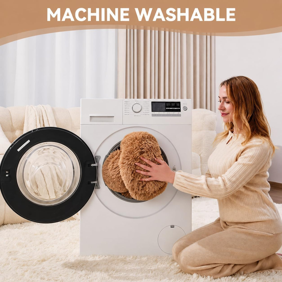 Medium Dog Bed, Washable Plush Donut Dog Bed, 28 Inch