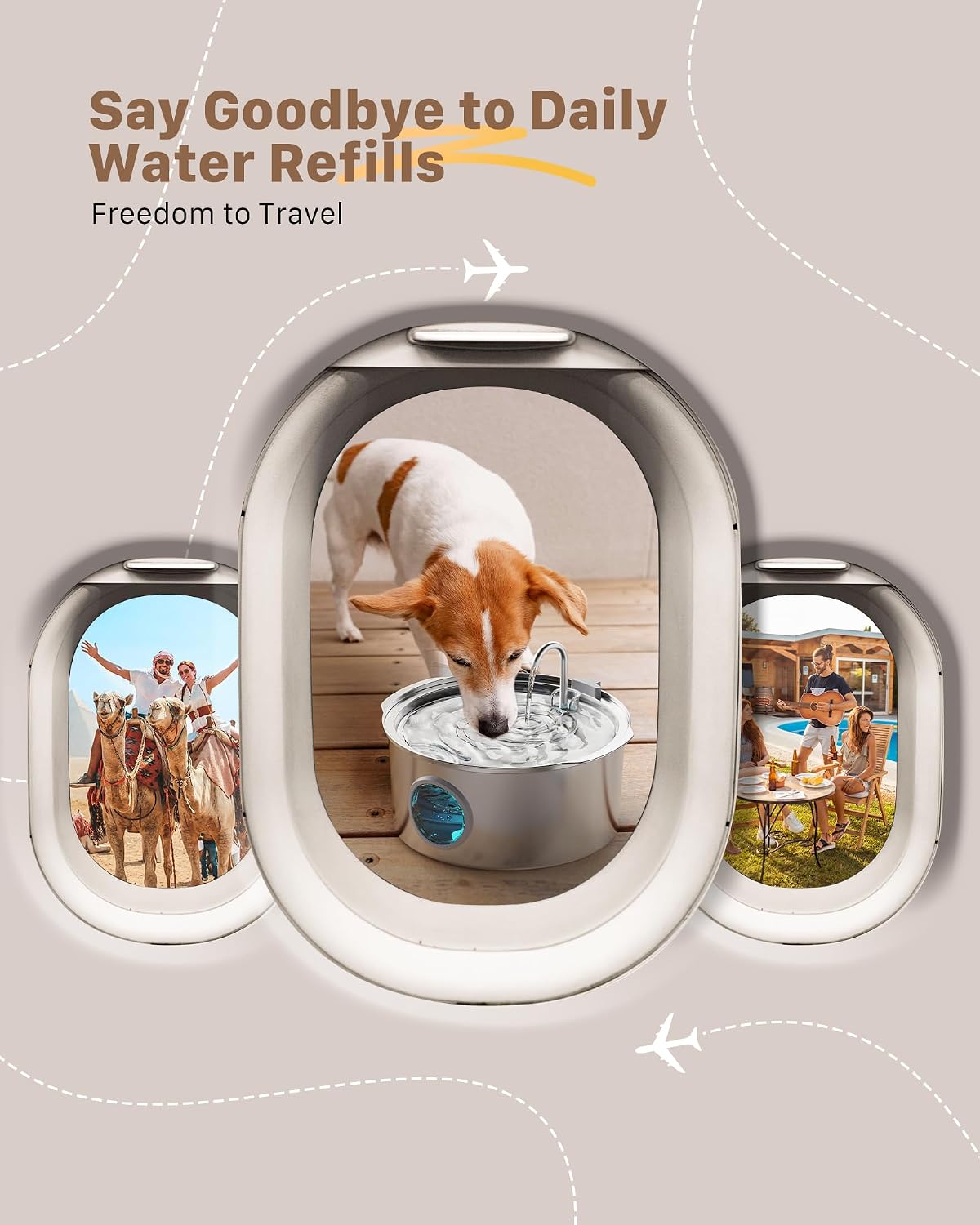 Dog Water Fountain for Large Dogs: 8 Filters + 8 Sponges Big Cat Fountain