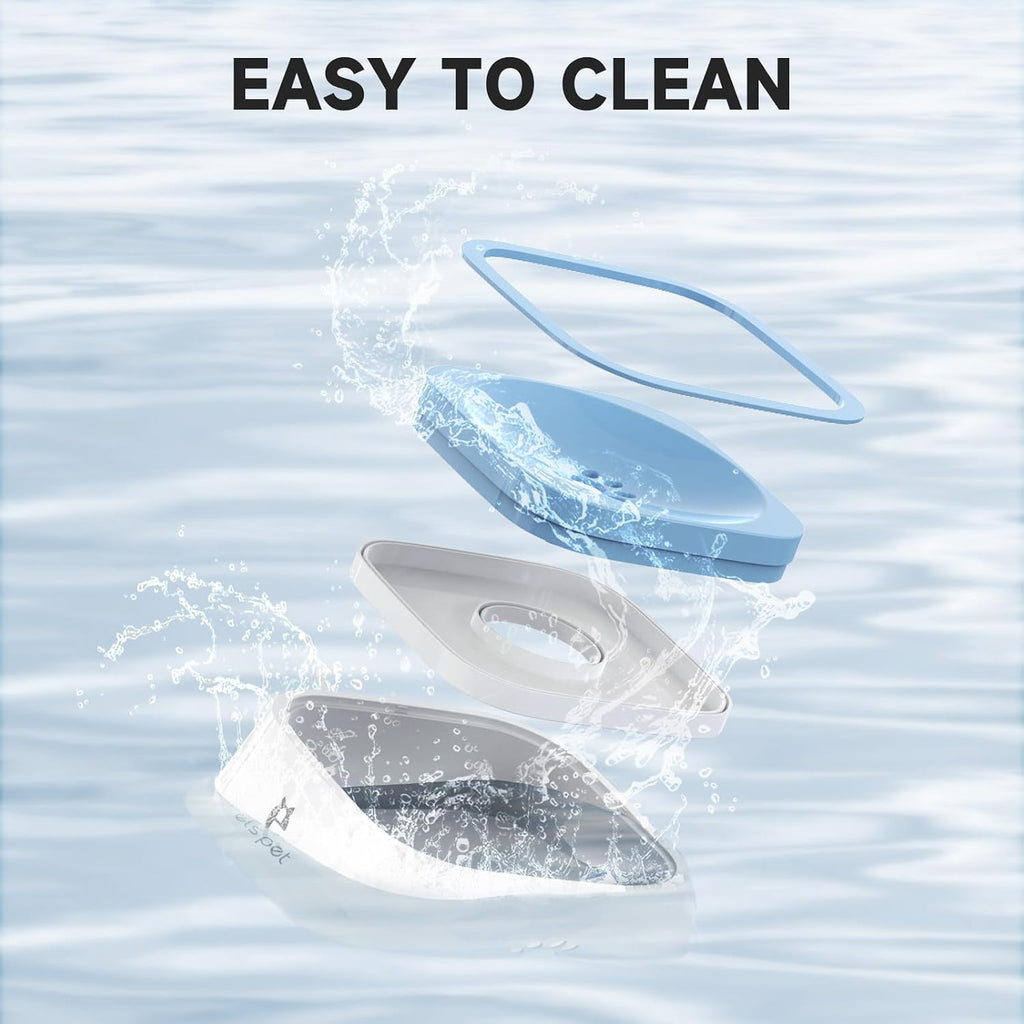 ELS PET No Spill Dog Cat Bowl 35oz 1L Anti Slip Travel Water Dispenser Blue | 35oz 1l travel, floating disk slow drink, dual spill proof, anti slip, car crate use, dishwasher safe, no wet mouth, dog cat