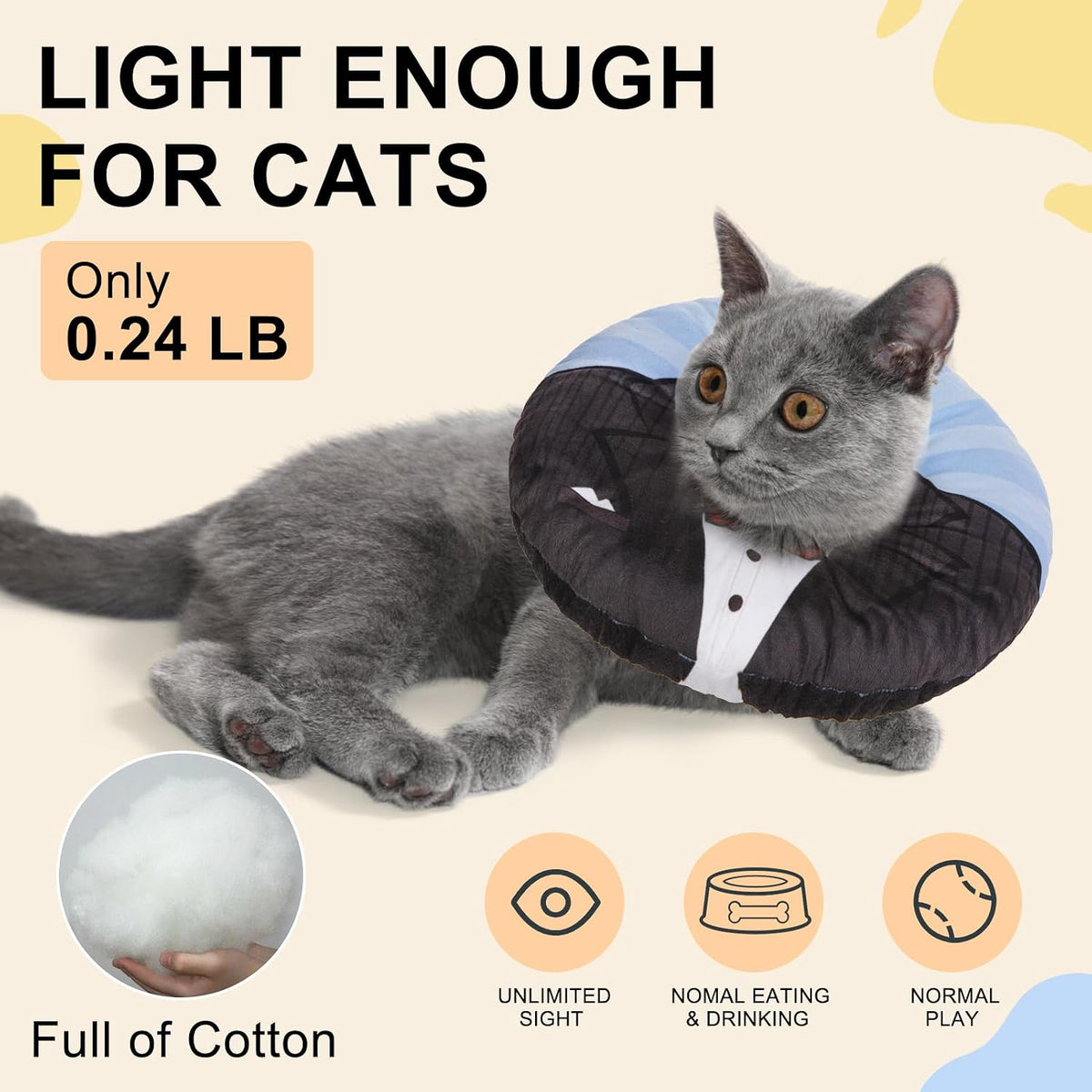 BEAUTYZOO Cat Cone Collars Soft, Cat Donut Recovery E Collar After Surgery