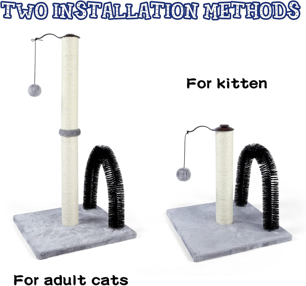 ANWA 32" Tall Cat Scratching Post with Arch Groomer, Natural Sisal, Gray