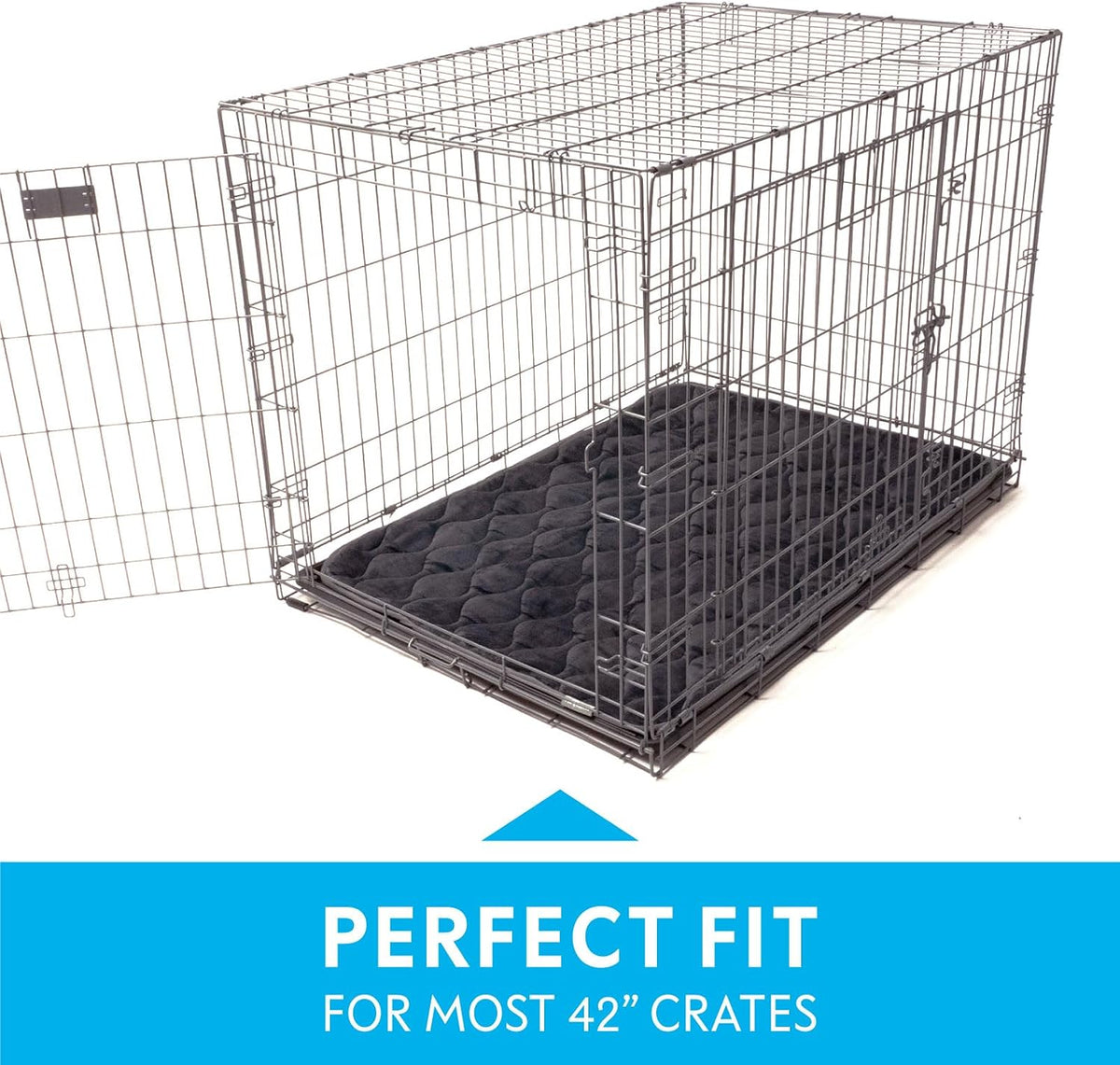 Paw Inspired Washable Padded Crate Mats for Dogs, Gray, 41x28 Inch