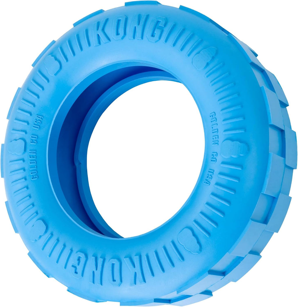 KONG Puppy Tires, Natural Rubber Teething Toy, Medium/Large Puppies, Blue | Durable KONG Natural Rubber Chew & Fetch Toy That Promotes Healthy Teeth & Gums with a Fun Bounce & Easy Roll