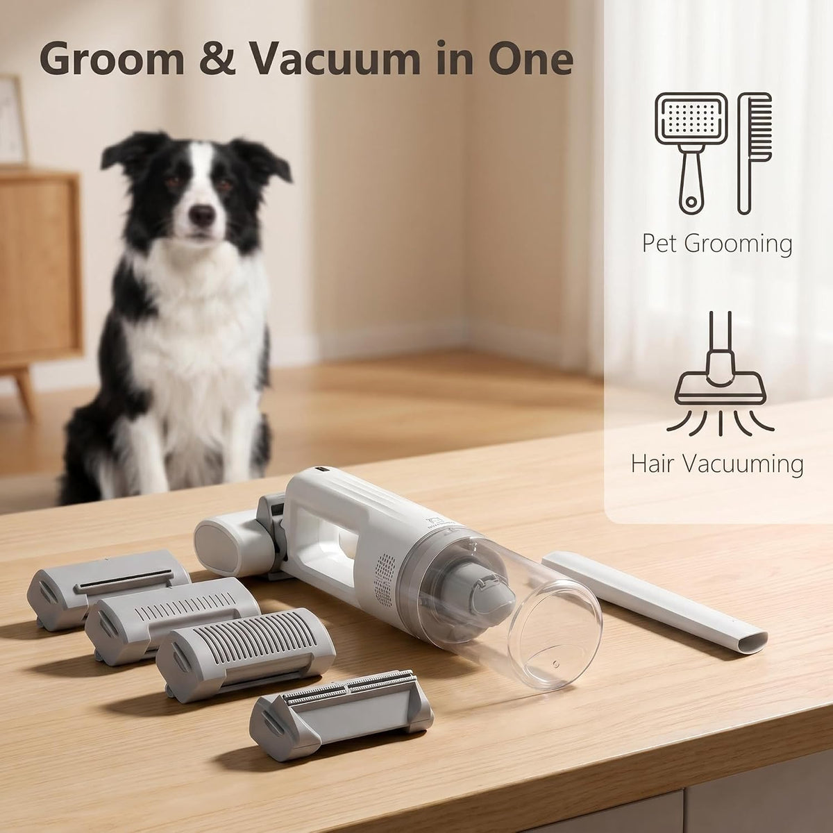 Pet Brush With Vacuum | 5-in-1 Hair Shedding & Vacuum Tool Kits