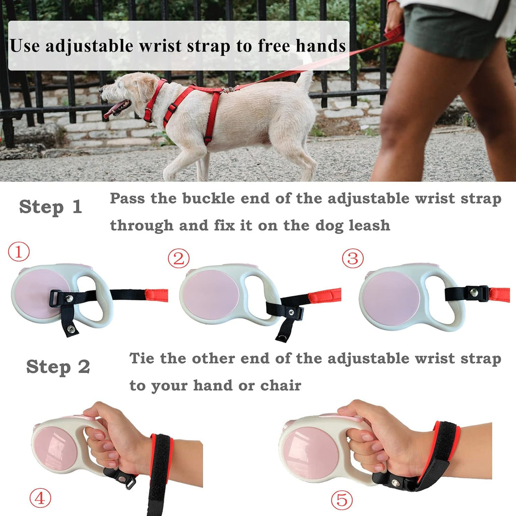 Dog Leash Wrist Strap for Retractable Dog Leash, Hands Free Adjustable Wrist Safety Strap, Orange