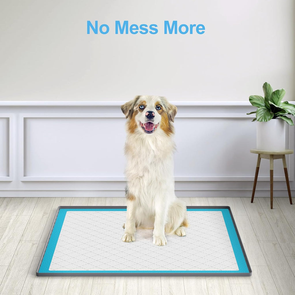 Pee Pad Holder for Dogs,Silicone Dog Puppy Pad Holder, 34 x 28 No Spill Raised Lip High Edge,Portable, Leak-Proof Mat Holder for Dog Training Pads,Square Potty Trays for Home Floor Protection