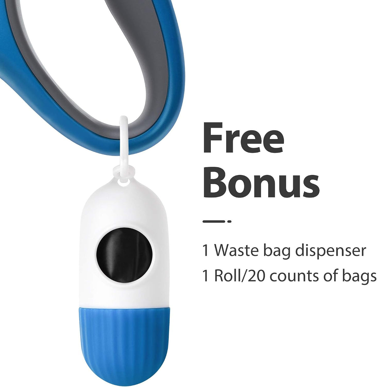 Fida Retractable Dog Leash with Dispenser and Poop Bags, 16 ft, Blue
