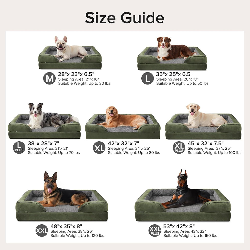 INVENHO XXL Plus Orthopedic Dog Beds Large Sized, XL Washable Dog Sofa with Egg-Crate Foam, Waterproof Lining and Non-Skid Bottom