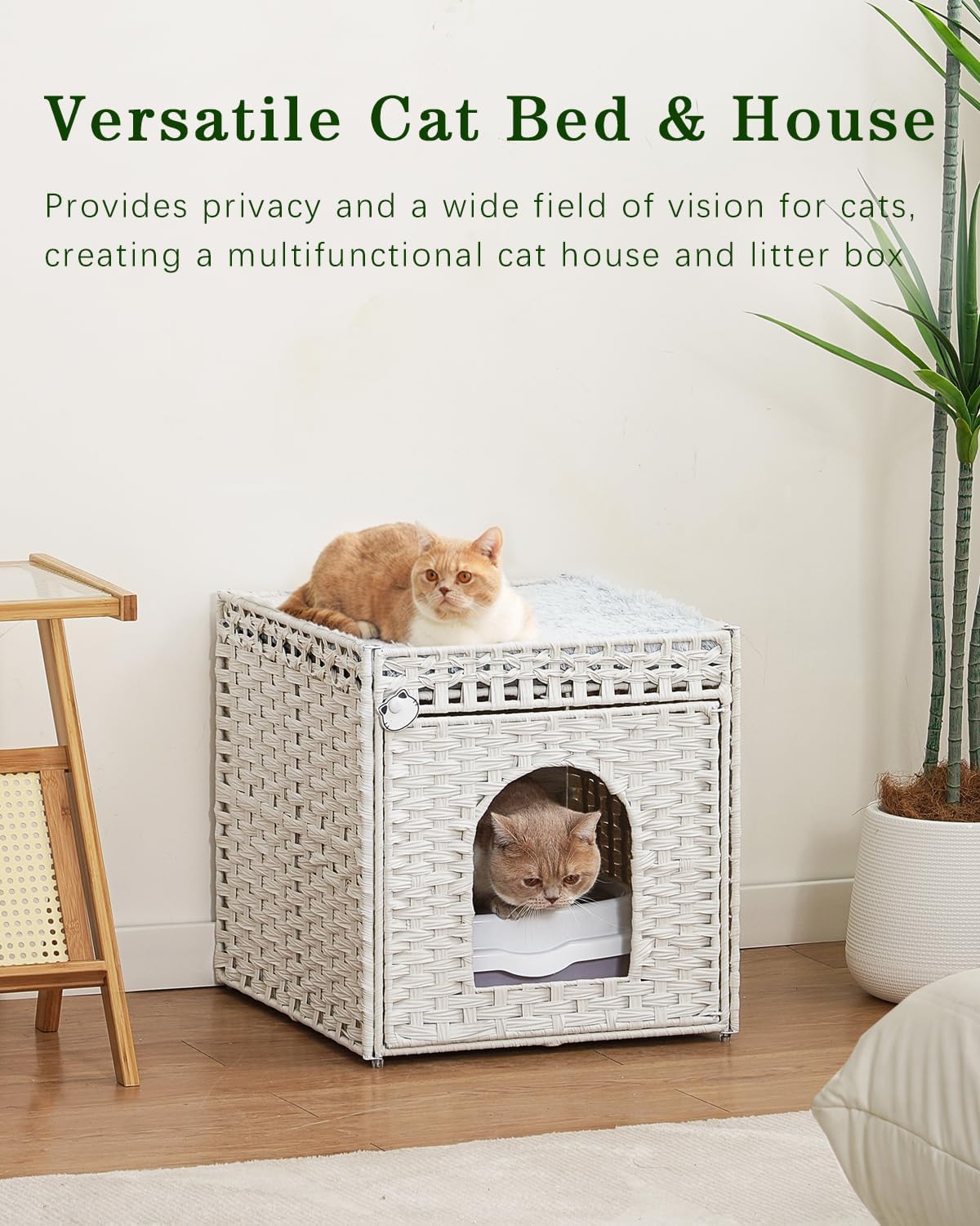 SETVSON Cat Houses for Indoor Cats Extra Large Double Cat Cave, White