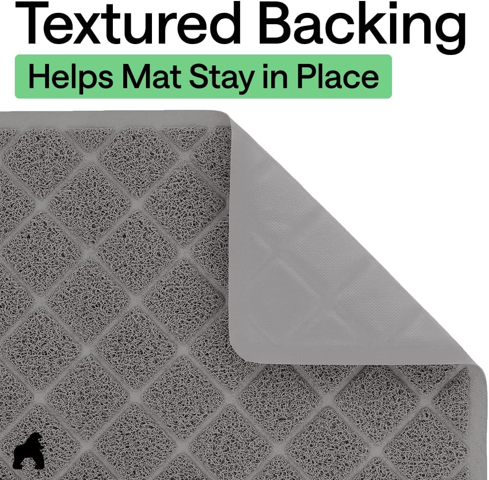 GORILLA GRIP Cat Litter Mat, Coiled Mesh Trapping Mats, 47x35 Gray