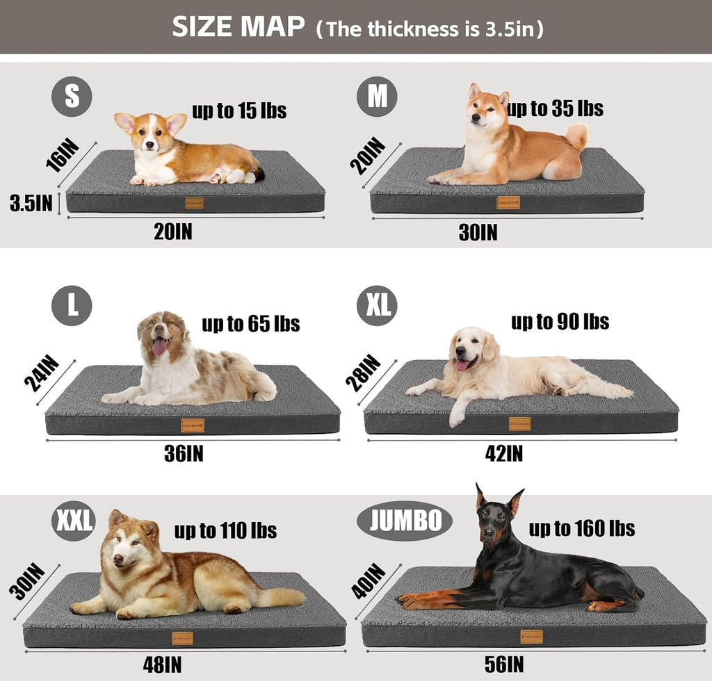 Patas Lague Orthopedic Medium Dog Bed Pet Sofa Mat 30''X20'' Dark Grey