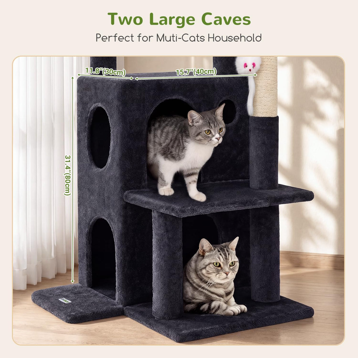 Globlazer Cat Tree Tower for Indoor Cats Large Adult, FC50, Dark Grey