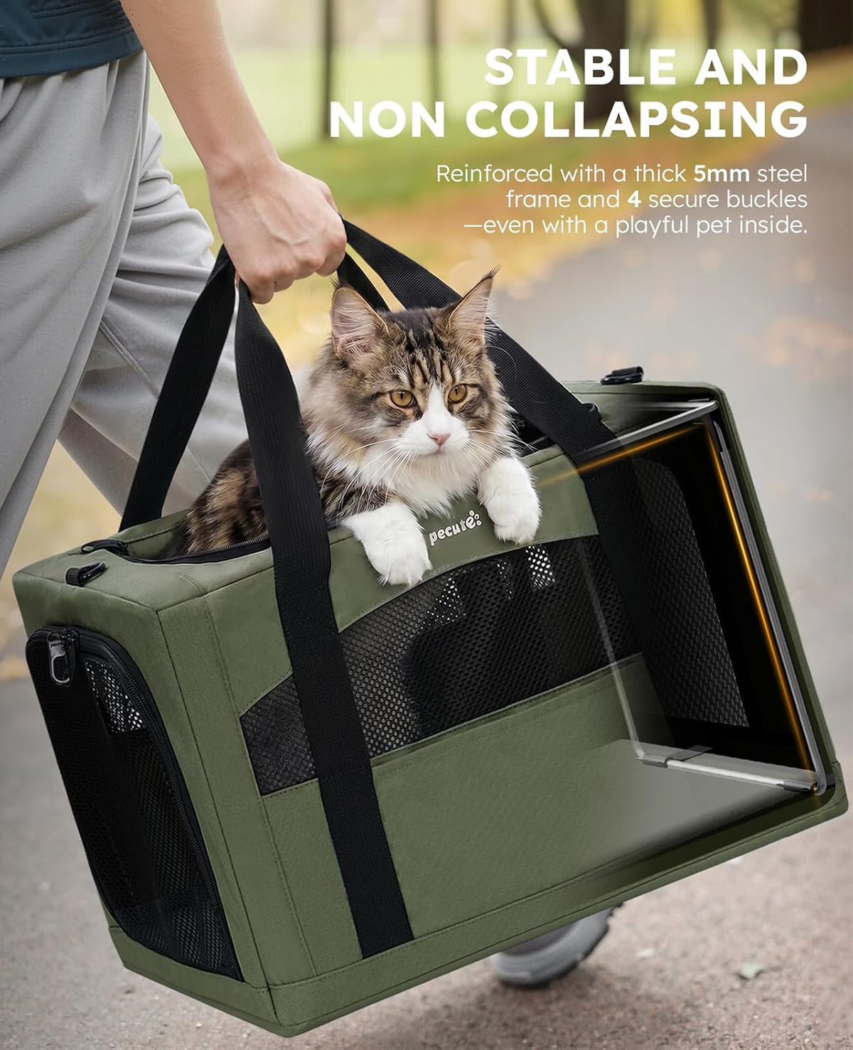 Pecute Cat Carrier Stable, Pet Carrier with Privacy Partition,Green