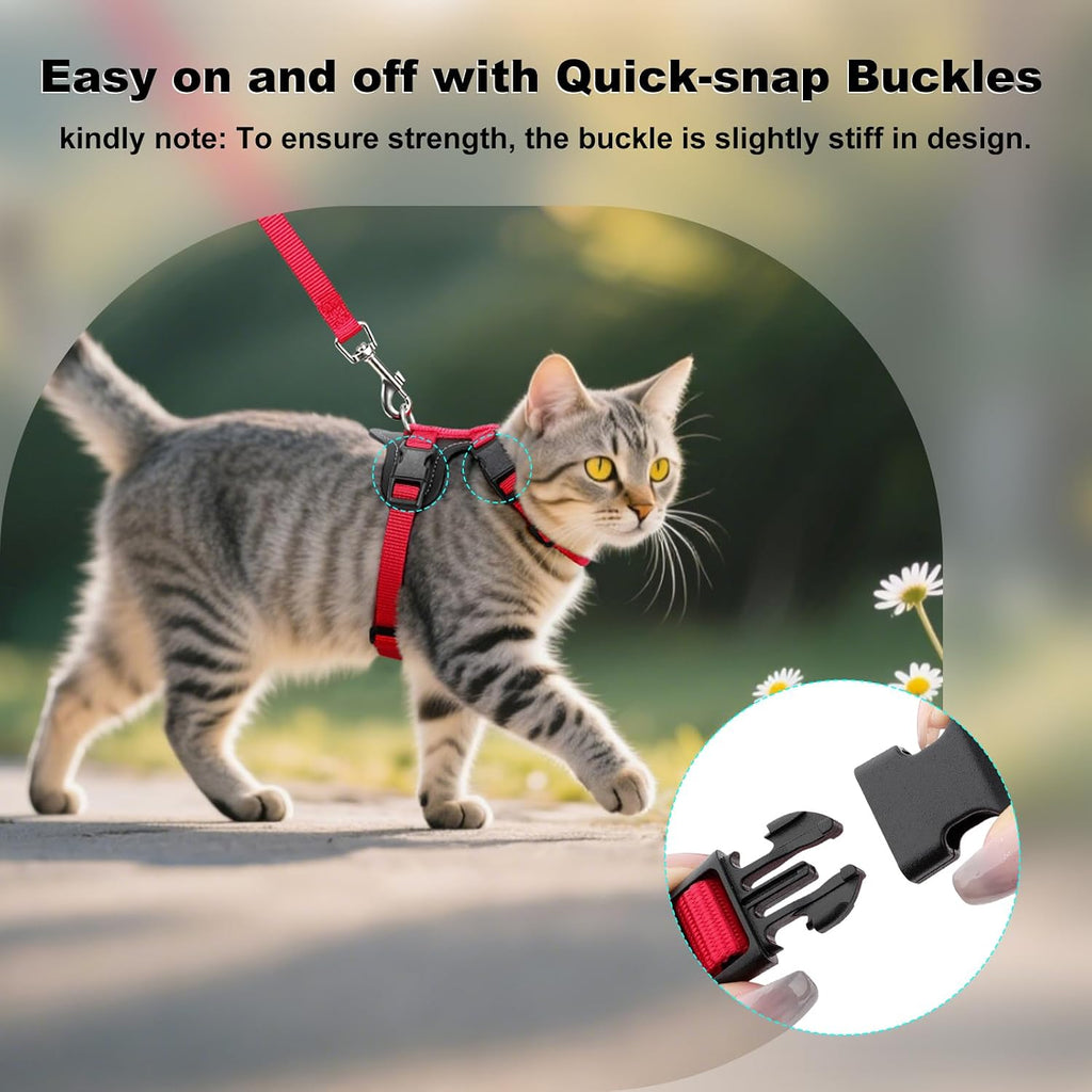 Plutus Pet Adjustable Cat Harness and Leash Set, with Leather Trim