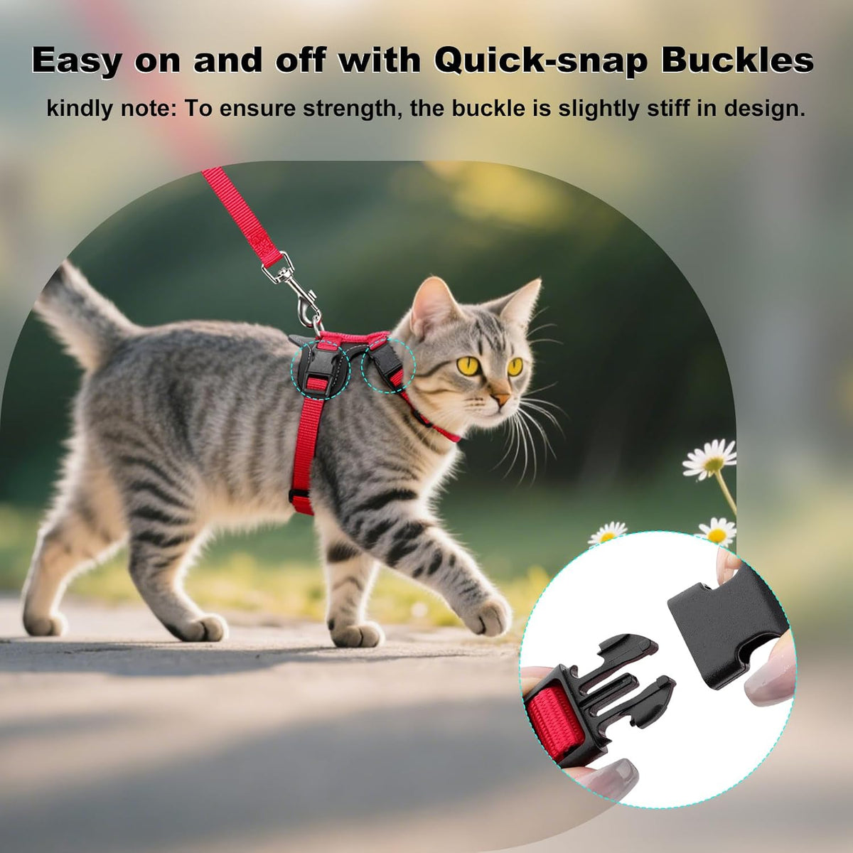 Plutus Pet Adjustable Cat Harness and Leash Set, with Leather Trim