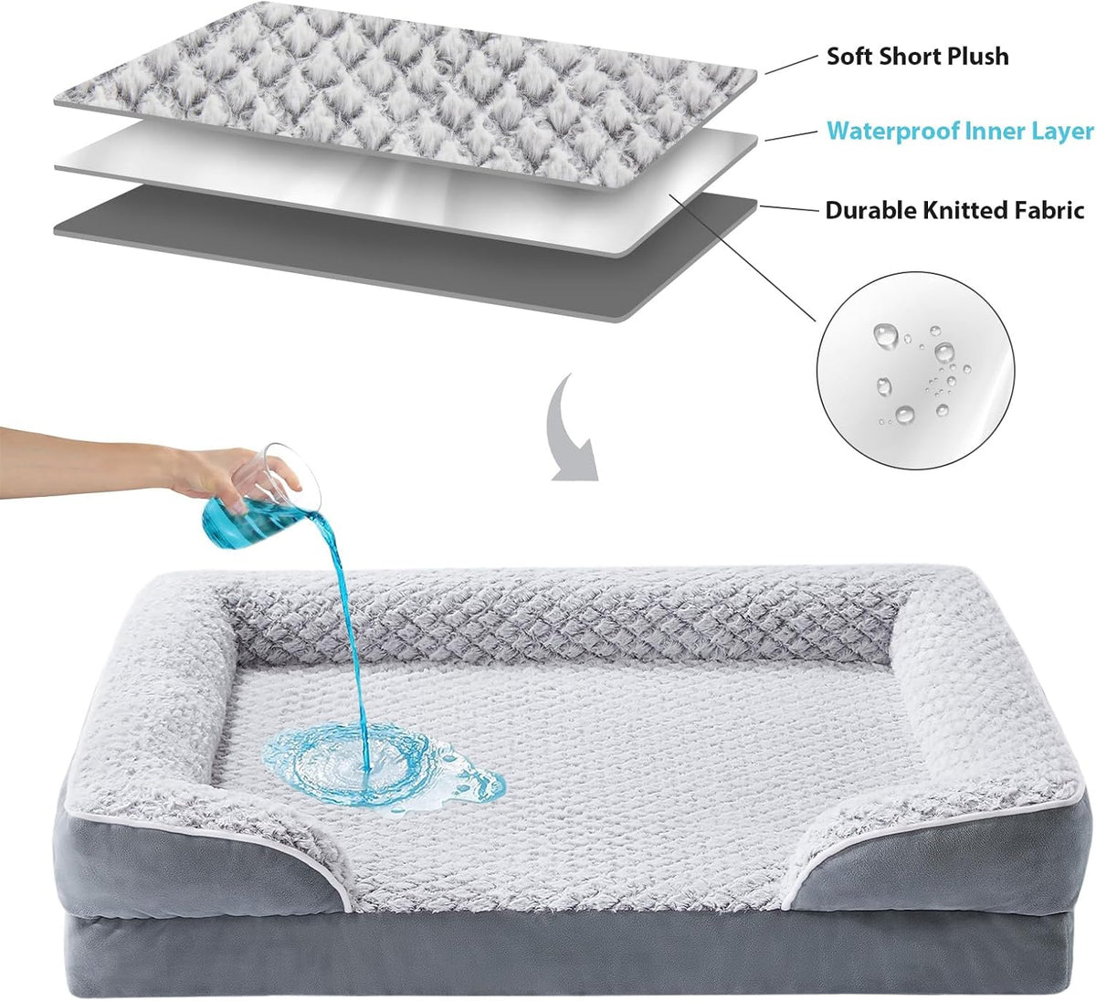 LEXTRO Washable Orthopedic Dog Bed for Extra Large Dogs, Egg Crate Foam Bed