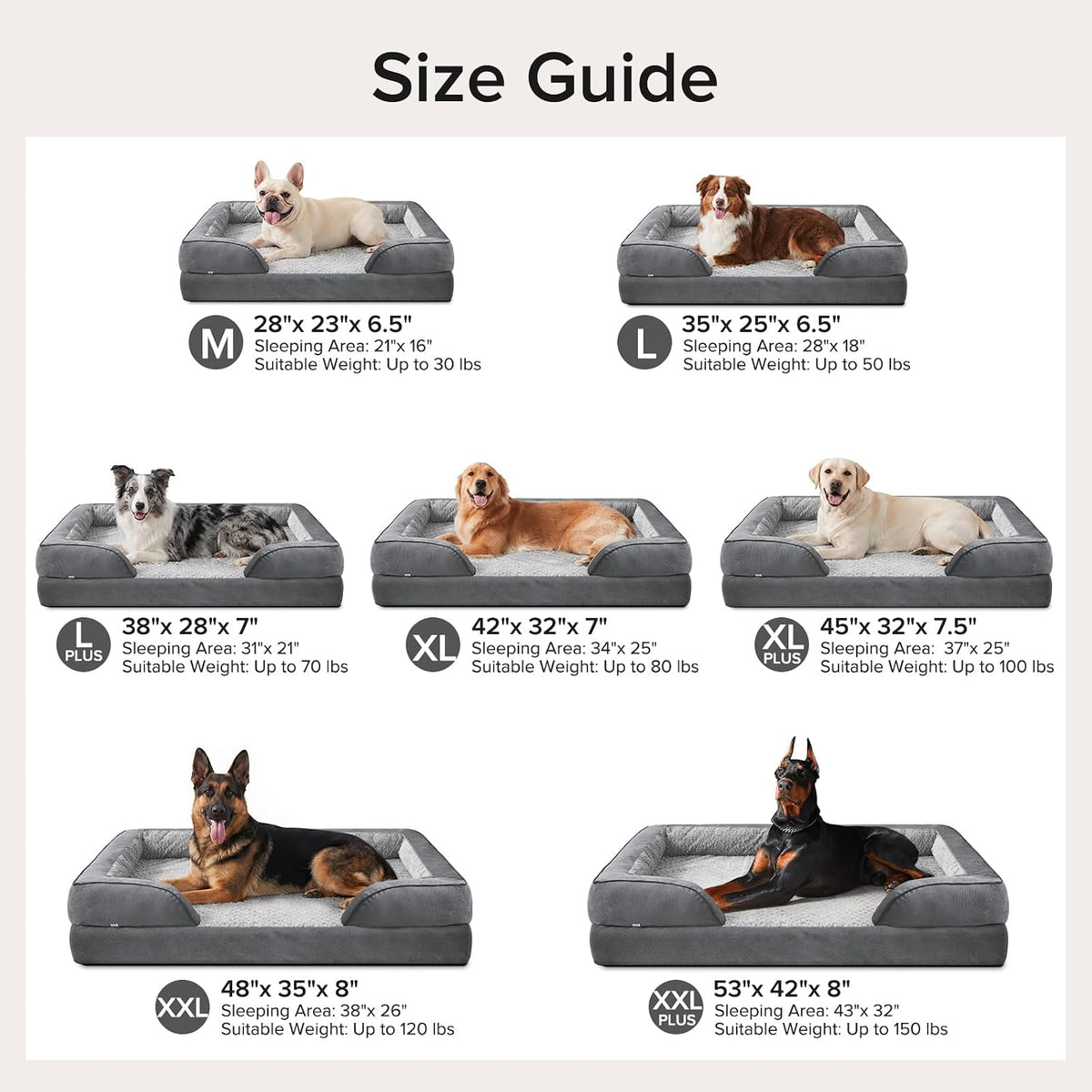 INVENHO Jumbo Orthopedic Dog Bed for Extra Large Dogs, Waterproof, Egg-Crate Foam Dog Couch Bed with Washable Removable Cover, Waterproof Lining and Nonskid Bottom