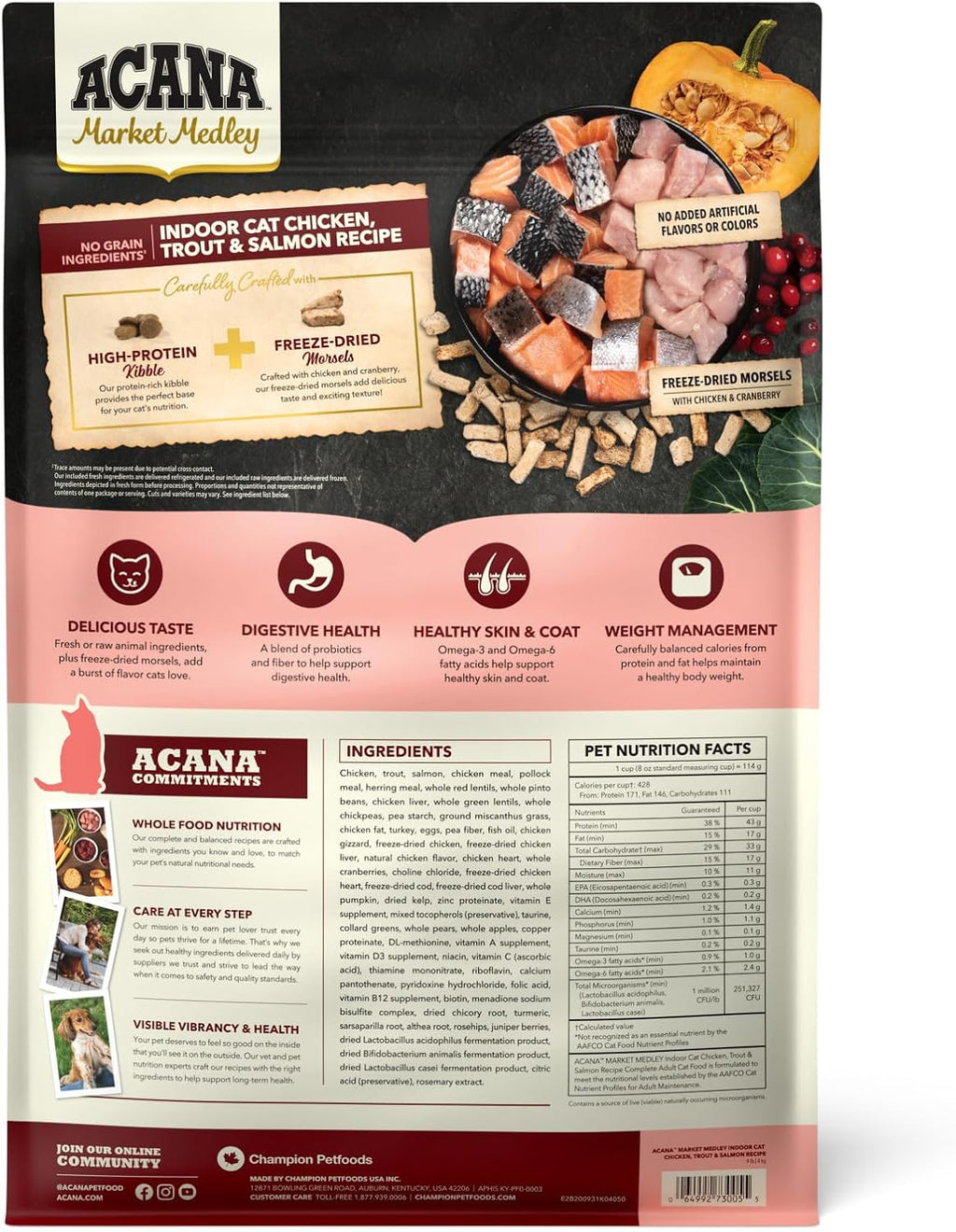 ACANA Market Medley Indoor Cat Adult Cat Food Chicken & Trout 9lb Bag