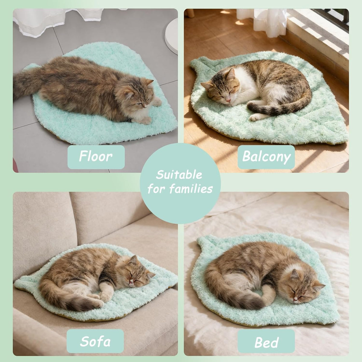 Cat Leaf Mat Cat Warm Bed Mat Comfortable Soft Fabric Breathable Cozy for All Seasons 26.5"x20.5" Ideal for Cats Small Pets